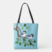 Tote Bag Chickadé noir sur la branche de l'arbre (Dos)