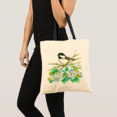 Tote Bag Chickadee Bird May Flower Catkins Willow Branches (Devant (produit))