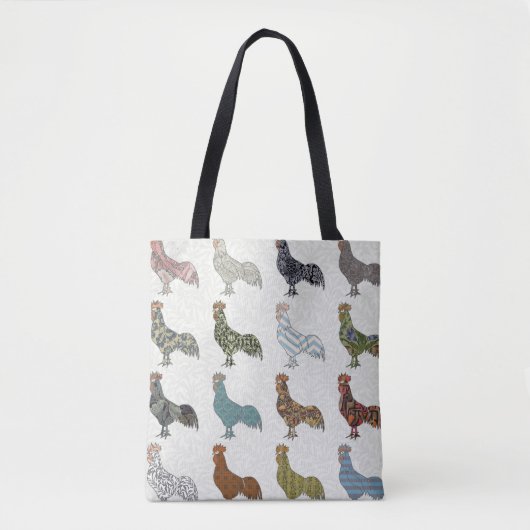Tote Bag Chicken Rooster Coloré ferme Motif (Devant)