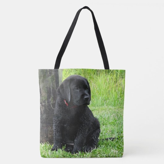 Tote Bag Chien à chiot noir du Labrador (Devant)