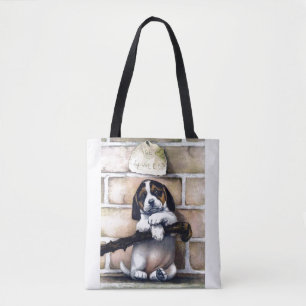 Tote Bag Chien à chiots à vendre jolie illustration vintage