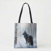 Tote Bag Chien à neiger belge Noël (Devant)