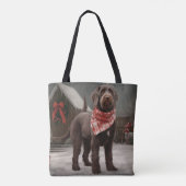 Tote Bag Chien à pointes à poils durs à Noël de neige (Dos)
