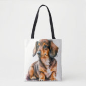 TOTE BAG CHIEN À PUPPER BROWN ET NOIR ADORABLE (Devant)