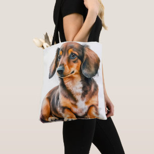 TOTE BAG CHIEN À PUPPER BROWN ET NOIR ADORABLE