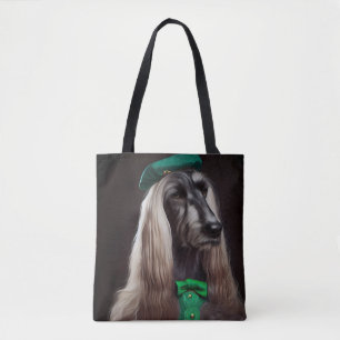Tote Bag Chien Afghan en tenue de la Saint-Patrick