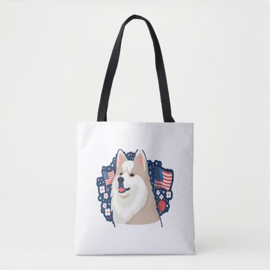 Tote Bag Chien Akita avec thème de la fête de l'indépendanc (Devant)