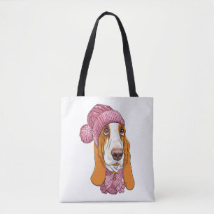Tote Bag chien Basset Hound race en tricot casquette