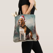 Tote Bag Chien beagle à Noël de neige (De près)