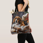 Tote Bag Chien Beagle Noël Festif (De près)