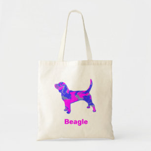 Tote Bag Chien beagle rose chaud et bleu