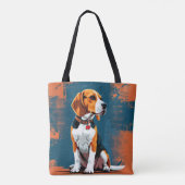 Tote Bag Chien Beagle sur fond abstrait (Dos)