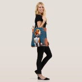 Tote Bag Chien Beagle sur fond abstrait (Sur le modèle)