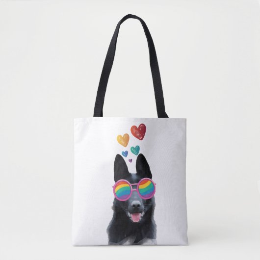 Tote Bag Chien berger allemand avec coeur Saint-Valentin (Devant)