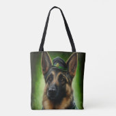 Tote Bag Chien berger allemand en tenue de jour St. Patrick (Dos)