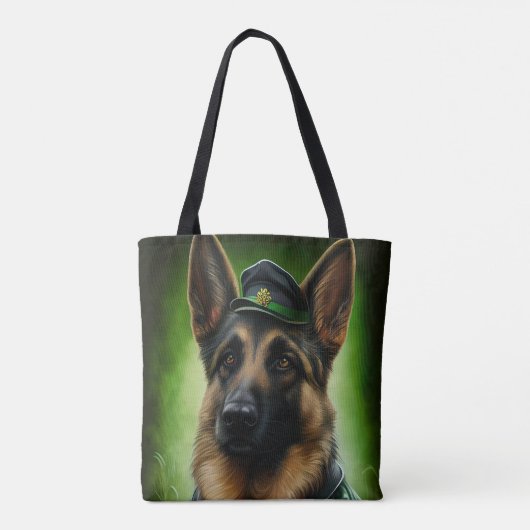 Tote Bag Chien berger allemand en tenue de jour St. Patrick (Dos)