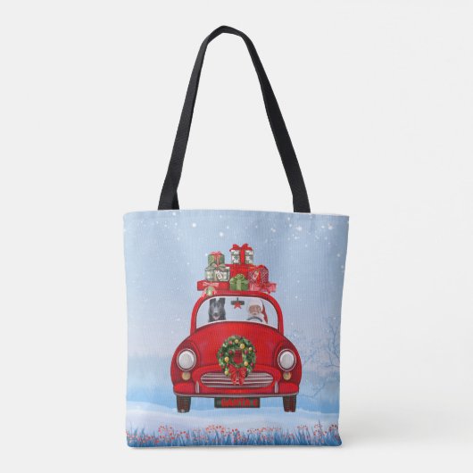 Tote Bag Chien berger allemand noir en voiture avec le Père (Dos)
