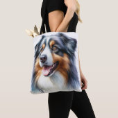 Tote Bag Chien berger australien de trois couleurs (De près)