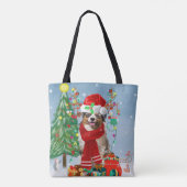 Tote Bag Chien berger australien en Noël de neige (Dos)