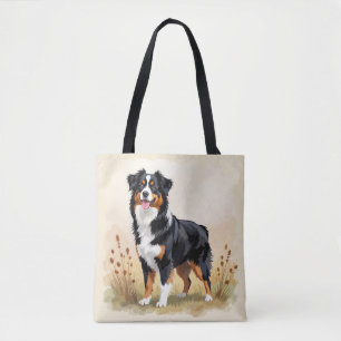 Tote Bag Chien Berger Australien Tricolore Noir Aussie