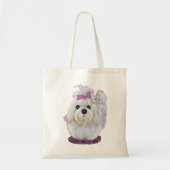 Tote Bag Chien blanc maltais chiot peinture arc violet (Devant)