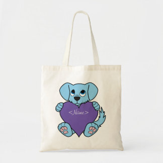 Tote Bag Chien bleu de Saint-Valentin avec Purple Heart