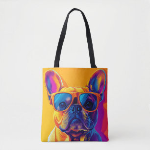 Tote Bag Chien bouledogue français cool avec des lunettes d