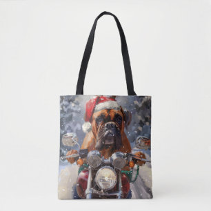 Tote Bag Chien Bouledogue Riding Motorcycle Noël