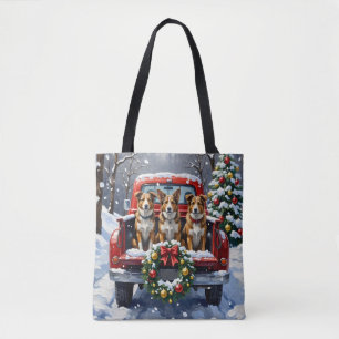 Tote Bag Chien Bouvier Australien Camion Rouge de Noël Vaca