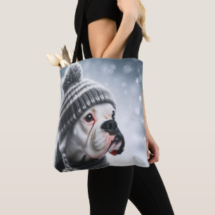 Tote Bag Chien Boxer en Hiver