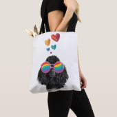 Tote Bag Chien Caniche avec coeurs Saint-Valentin (De près)