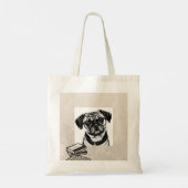 Tote Bag Chien carlin avec lunettes et livres Fourre-tout (Dos)