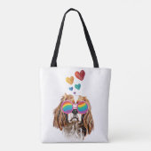 Tote Bag Chien Cavalier King avec coeurs Saint-Valentin (Dos)