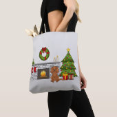 Tote Bag Chien Cavalier Ruby Dans Une Salle De Noël Festive (De près)