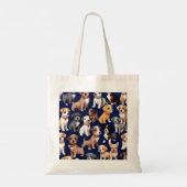 Tote Bag Chien Chien Chien bleu de la marine Design Motif (Dos)
