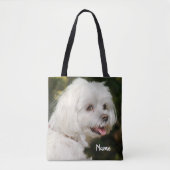 Tote Bag Chien chiot maltais blanc personnalisé (Devant)