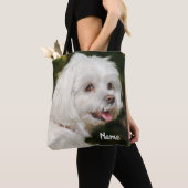 Tote Bag Chien chiot maltais blanc personnalisé (De près)