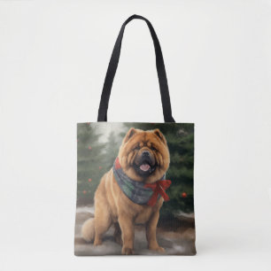 Tote Bag Chien Chow Chow dans la neige Noël