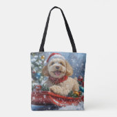 Tote Bag Chien Cockapoo en Traîneau Laissez Tomber la Neige (Dos)