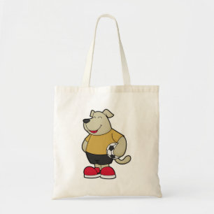 Tote Bag Chien comme joueur de football avec balle de footb