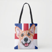 Tote Bag Chien Corgi mignon Sur Le Drapeau Britannique Unio (Devant)