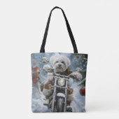 Tote Bag Chien Coton De Tulear à moto Noël  (Dos)