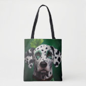 Tote Bag Chien dalmate en tenue de la Saint Patrick (Devant)