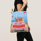 Tote Bag Chien dalmate Saint Valentin Coeurs de Camion (De près)