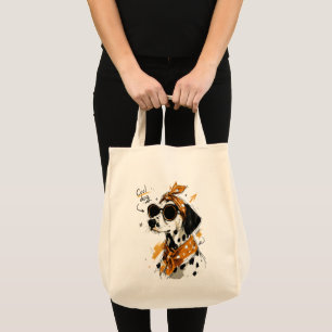 Tote Bag Chien Dalmatien Cool avec Lunettes de Soleil & Nœu