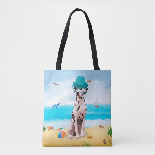 Tote Bag Chien Dalmation sur la plage (Devant)