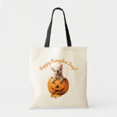 Tote Bag Chien dans Jack-o-Lantern (Devant)