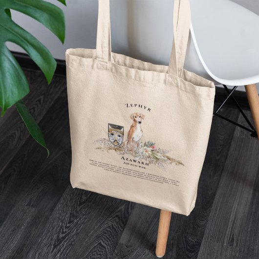 Tote Bag Chien d'aquarelle de l'Azawakh | Monogramme