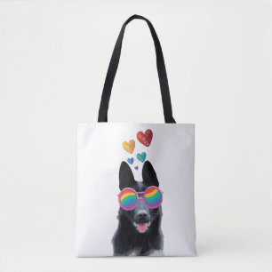 Tote Bag Chien de berger allemand avec la Saint-Valentin co