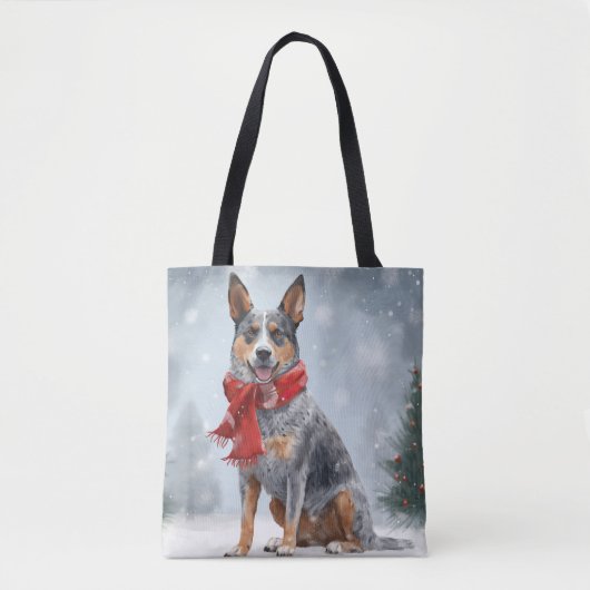 Tote Bag Chien de bétail australien à Noël de neige (Devant)
